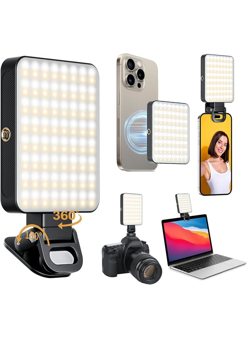 Pikengenus Magnetic LED Selfie Light - Rechargeable LED Video Light with Clip, Perfect for Phones, Cameras, Laptops, iPads - Ideal iPhone Light for Selfies, Video Conferences, TikTok, Vlogging - Image 1